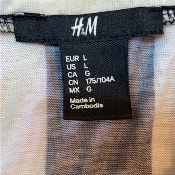 H&M | Sheer Geometric Striped Cream Black Top - Picture 7 of 8